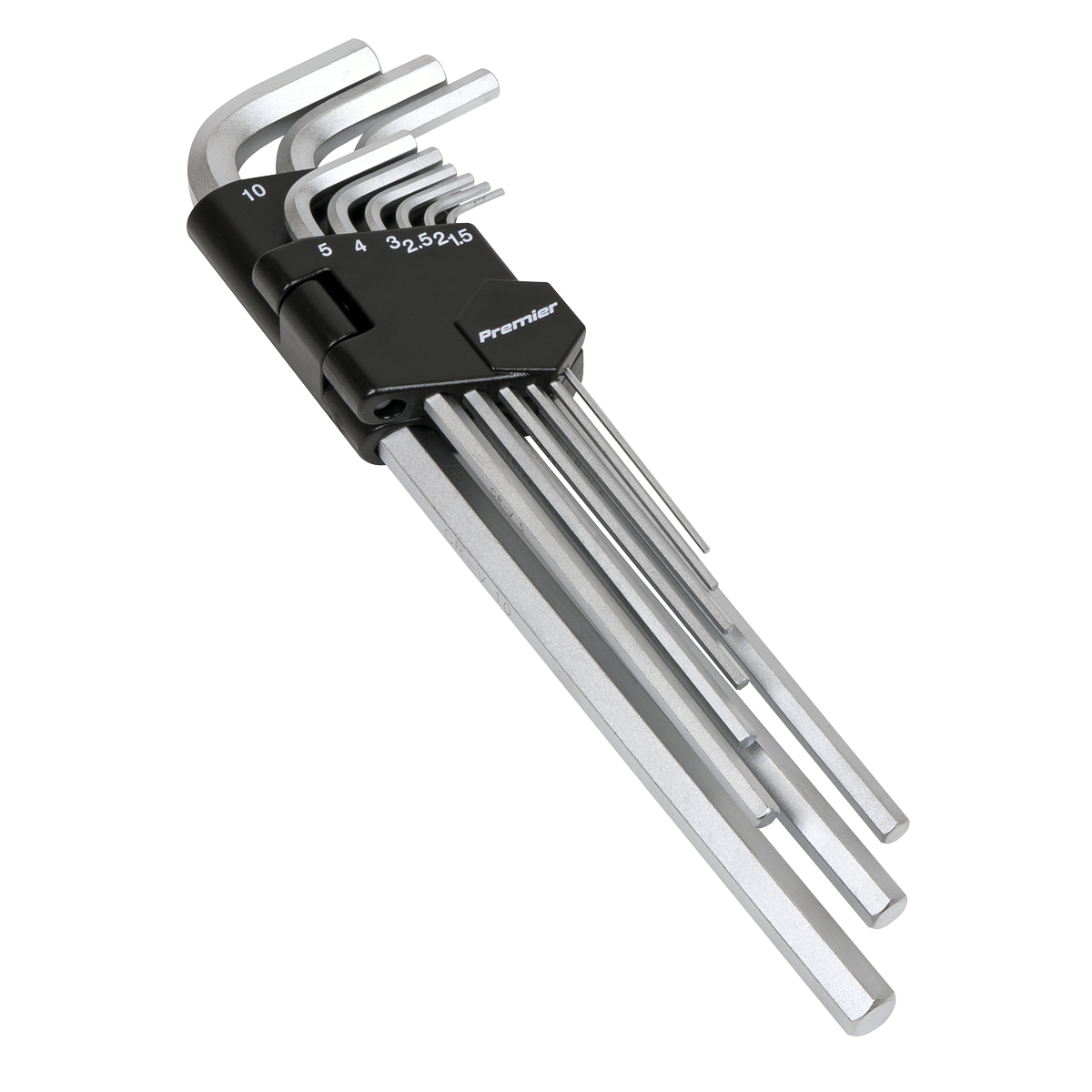 Sealey Hex Key Set With Satin Chrome Finish 9 Pieces Extra-Long Metric AK7137