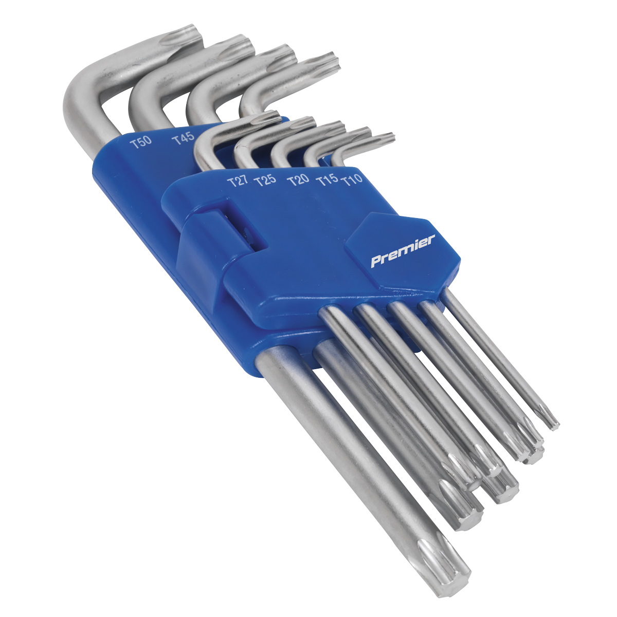 Sealey TRX-Star Key Set With Satin Chrome Finish 9 Pieces Long Silver AK7142