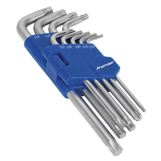Sealey TRX-Star Key Set With Satin Chrome Finish 9 Pieces Long Silver AK7142