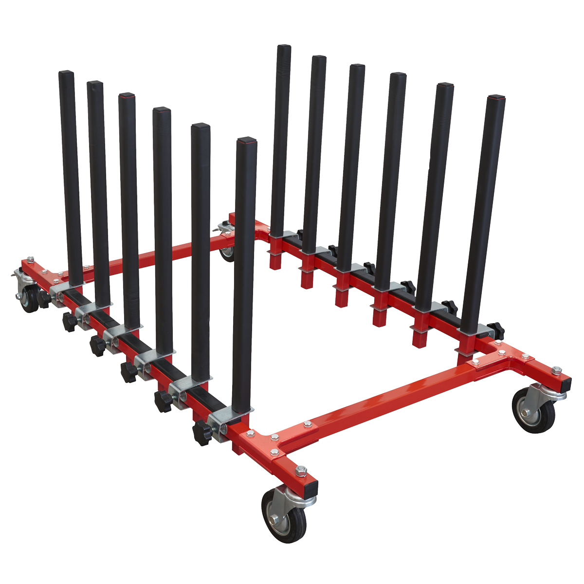 Sealey Mobile Panel Storage Rack Holds 5 Panels Capacity 150kg Red/Black MK76