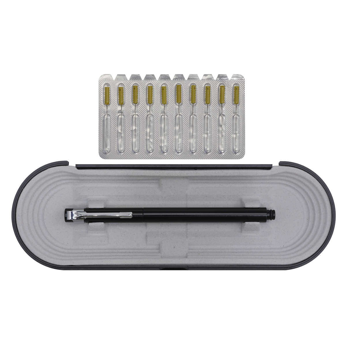 Sealey Paint Dirt Removal Pen With Needle Set Storage Case Pack Of 10 MK78