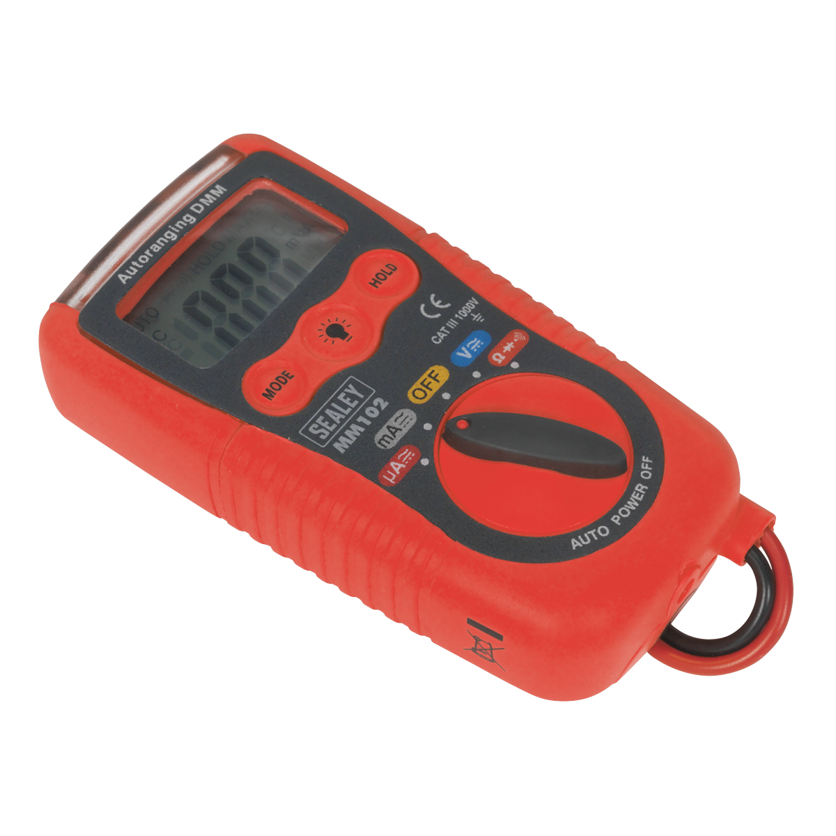 Sealey Professional Auto-Ranging Digital Multimeter Lightweight Red MM102