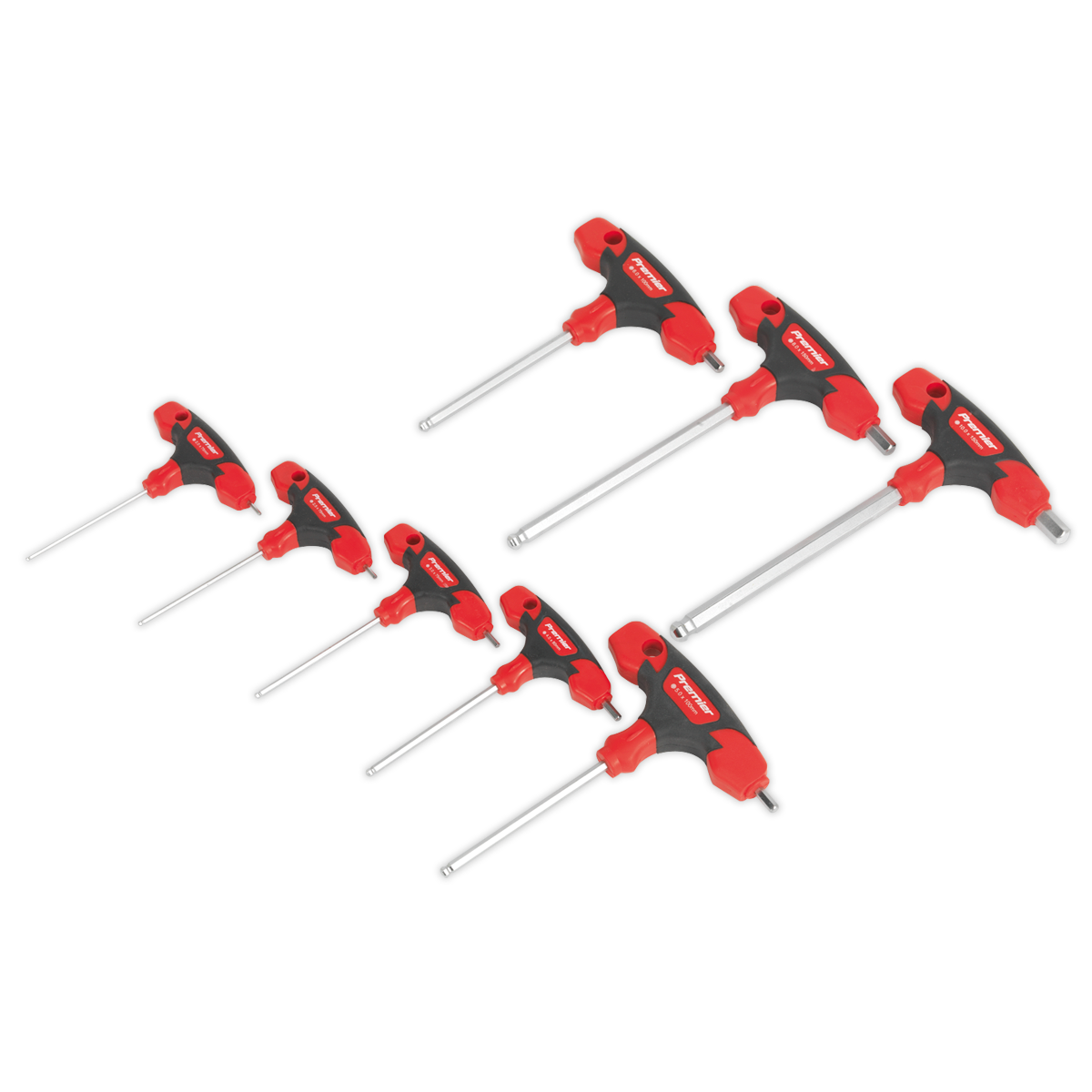 Sealey Ball-End Hex Key Set With Storage Stand 8 Pieces T-Handle Metric AK7144