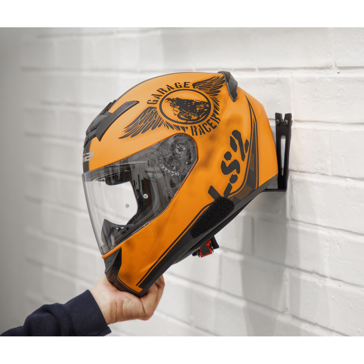 Sealey Motorcycle Helmet Hook Wall & Door Mountable Universal Black MS0811