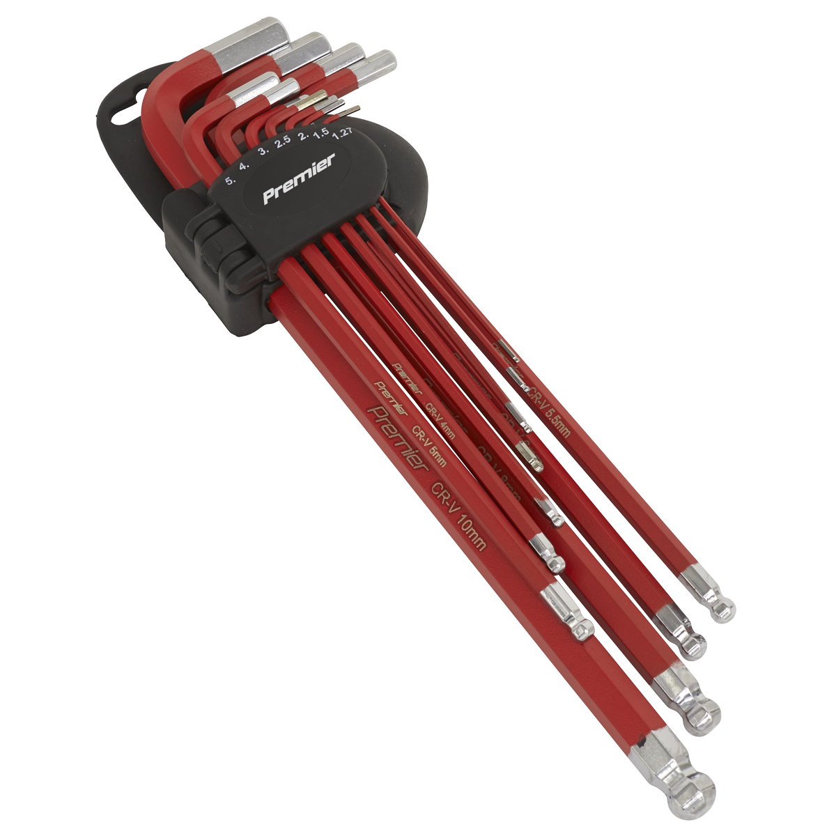 Sealey Ball-End Hex Key Set 11 Pieces Anti-Slip Extra-Long Metric AK7164