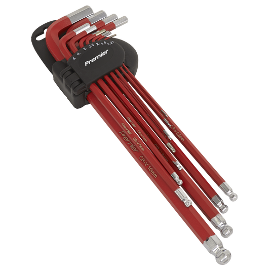 Sealey Ball-End Hex Key Set 11 Pieces Anti-Slip Extra-Long Metric AK7164