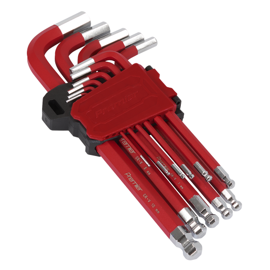Sealey Premier Long Ball-End Hex Key Set Chrome Vanadium Steel 11 Pieces AK71640