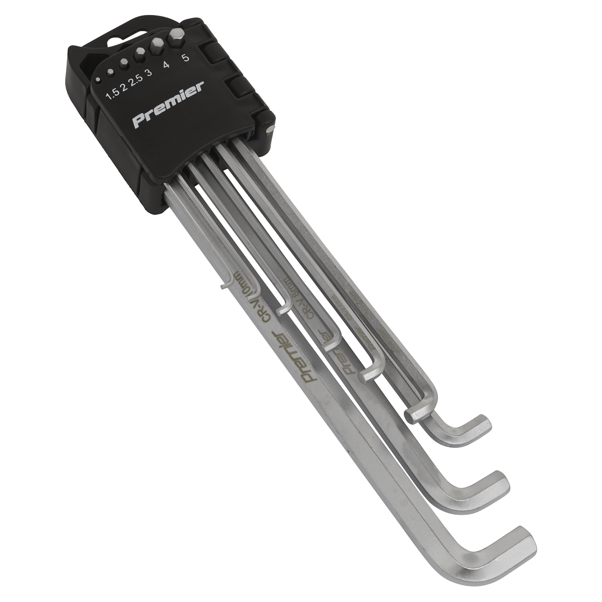 Sealey Hex Key Set 9 Pcs Extra-Long Stubby Element Chrome Vanadium Steel AK7174