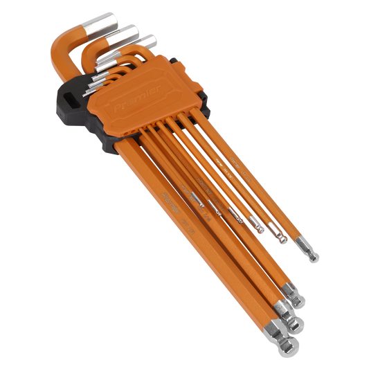 Sealey Premier Imperial Extra-Long Ball-End Hex Key Set 9 Pieces AK7175