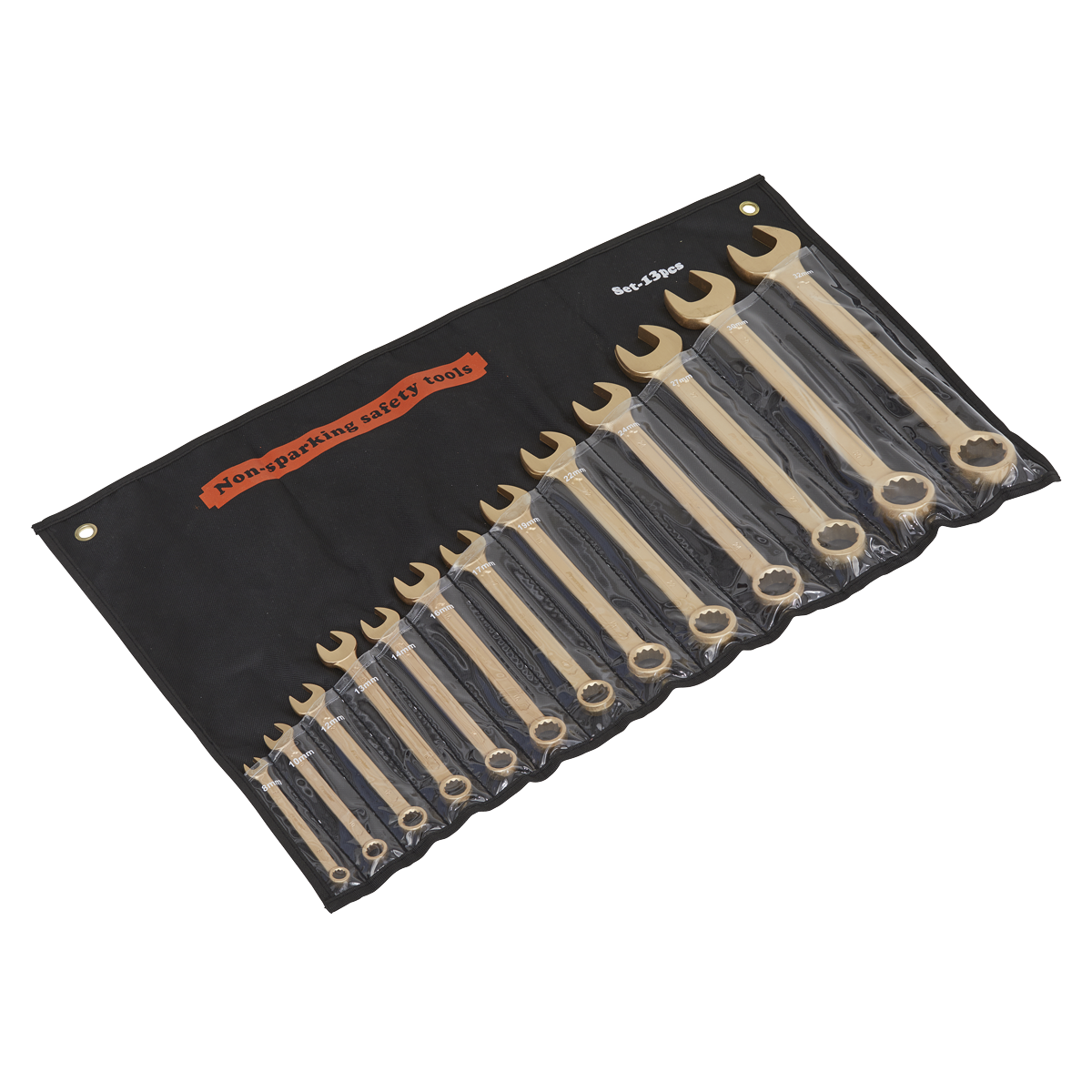 Sealey Combination Spanner Set 13pc 8-32mm Non-Sparking Beryllium Copper NS001