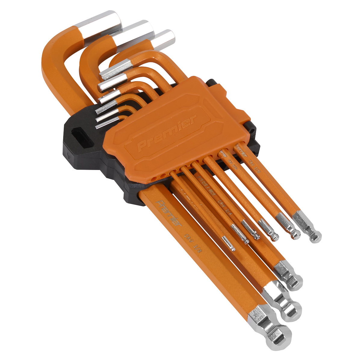 Sealey Premier Imperial Long Hex Key Set Ball-End 62.5 To 177mm 9 Pieces AK71750