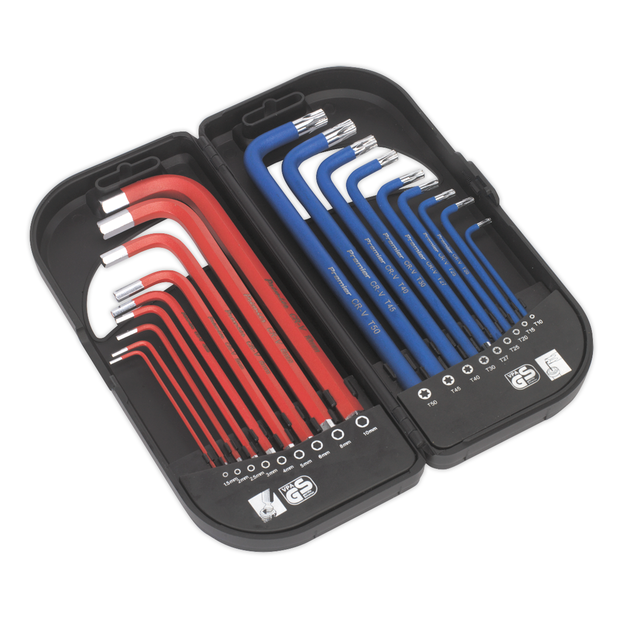 Sealey TRX-Star and Ball-End Hex Key Set 18 Pieces Long Anti-Slip AK7176