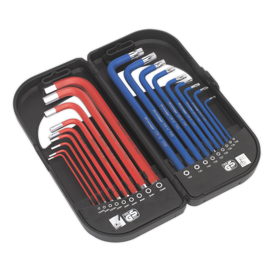 Sealey TRX-Star and Ball-End Hex Key Set 18 Pieces Long Anti-Slip AK7176