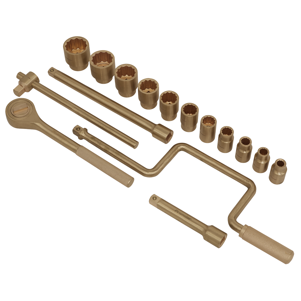 Sealey Socket Set 17 Pcs 1/2" Square Drive Non-Sparking Beryllium Copper NS124