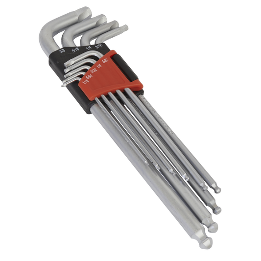 Sealey Imperial Lock-On Ball-End Hex Key Set Chrome Molybdenum Steel 9pc AK7181