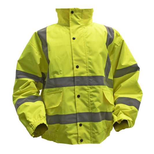 Sealey Hi-Vis Yellow Safety Jacket Quilted Lining Elasticated Waist XL 802XL