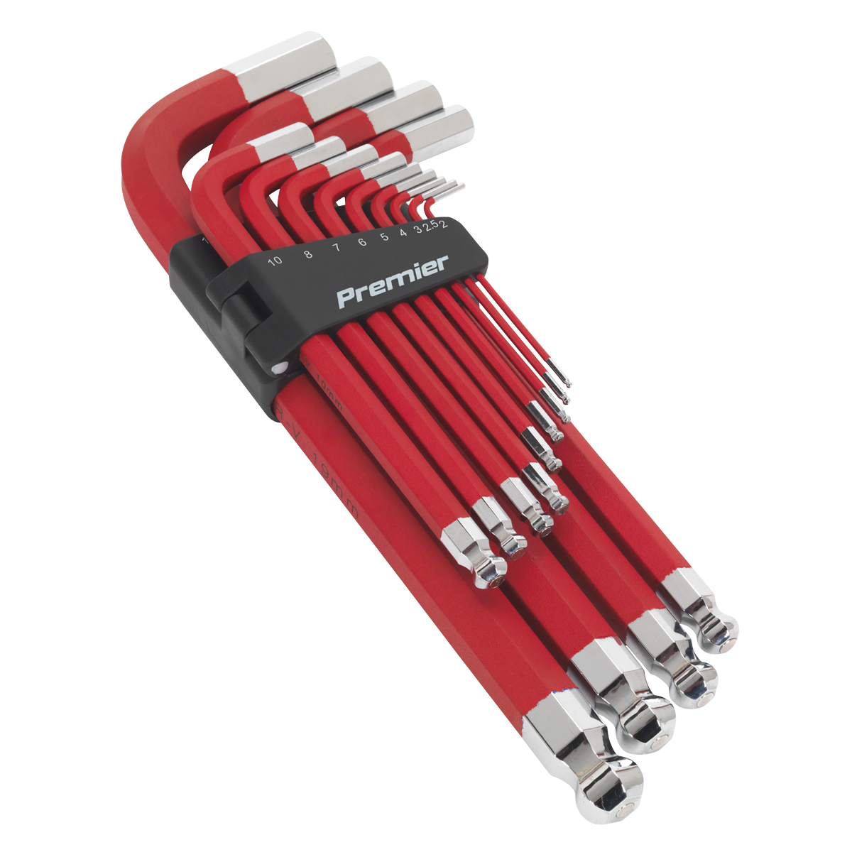 Sealey Jumbo Ball-End Hex Key Set 13 Pieces Anti-Slip - Metric 83-280mm AK7187