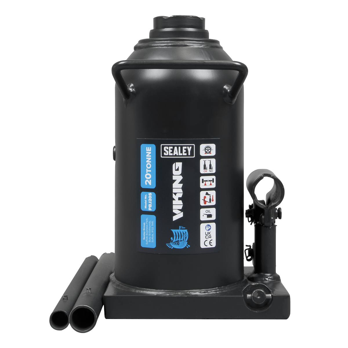 Sealey Bottle Jack Lift 20 Tonne With Overload Valve & 2-Piece Handle PBJ20S