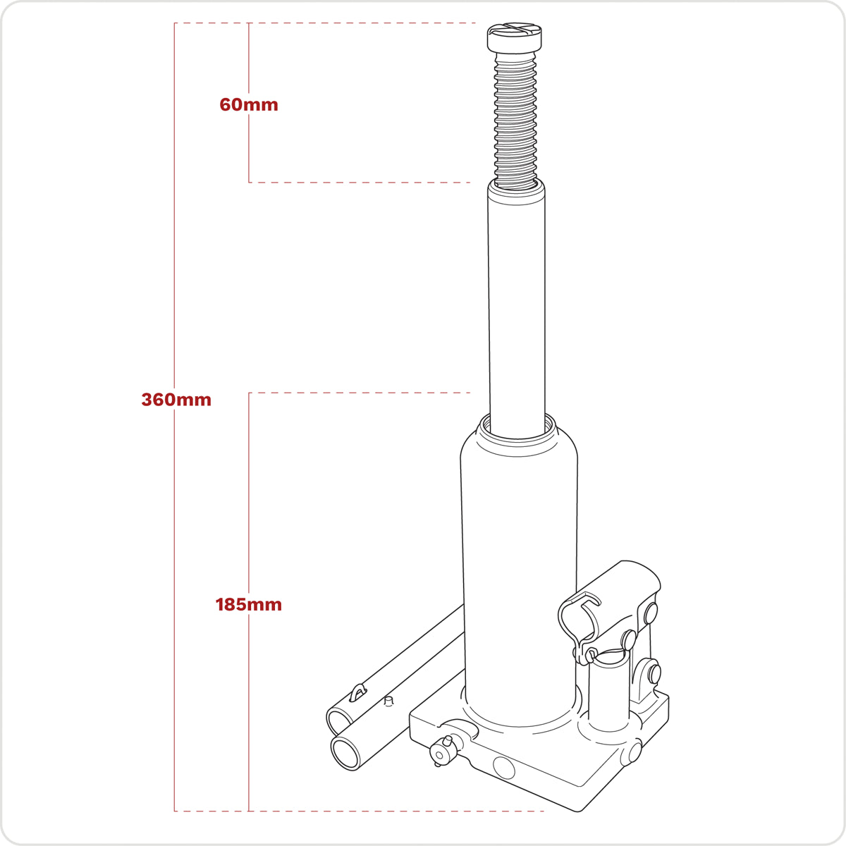 Sealey Bottle Jack Lift 3 Tonne With Overload Valve & 2-Piece Handle PBJ3S