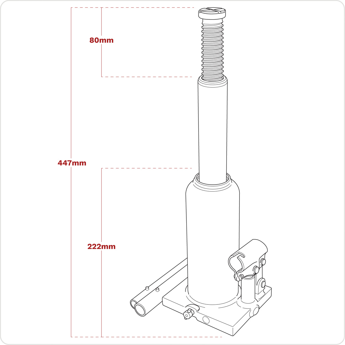 Sealey Bottle Jack Lift 8 Tonne With Overload Valve & 2-Piece Handle PBJ8S