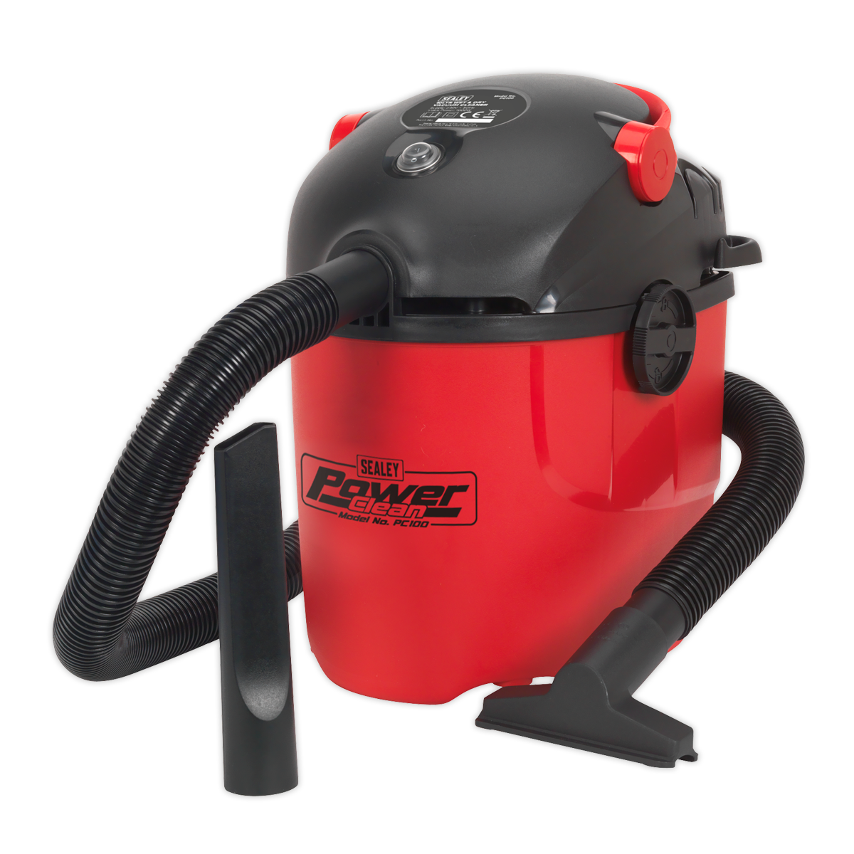 Sealey 230V 1000W Wet & Dry Vacuum Cleaner Lightweight 10L Red/Black PC100