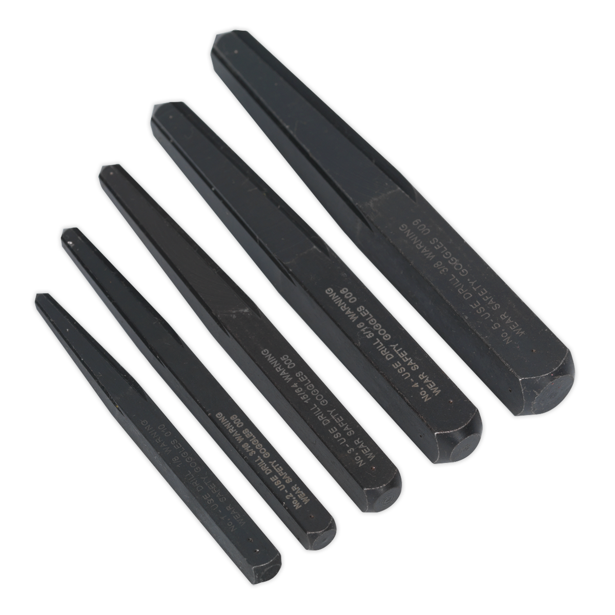 Sealey Screw Extractor Set 5 Pieces Square Type Chrome Molybdenum Steel AK719