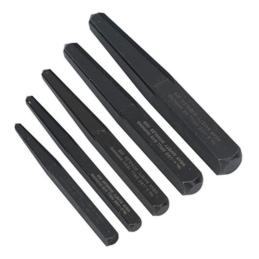 Sealey Screw Extractor Set 5 Pieces Square Type Chrome Molybdenum Steel AK719