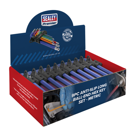 Premier Ball-End Hex Key Set 9 Pieces Colour-Coded Long Metric In Display Box