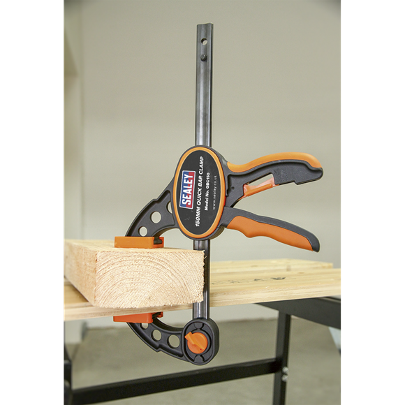 Sealey 2 Pieces 150mm Quick Bar Clamp Spreader Set Heavy Duty TPR Grip QBC1502