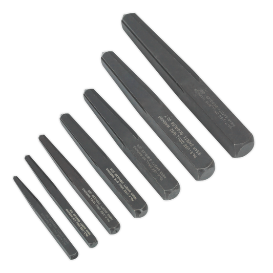 Sealey Screw Extractor Set 7 Pcs Square Type Chemically Blackened Finish AK720