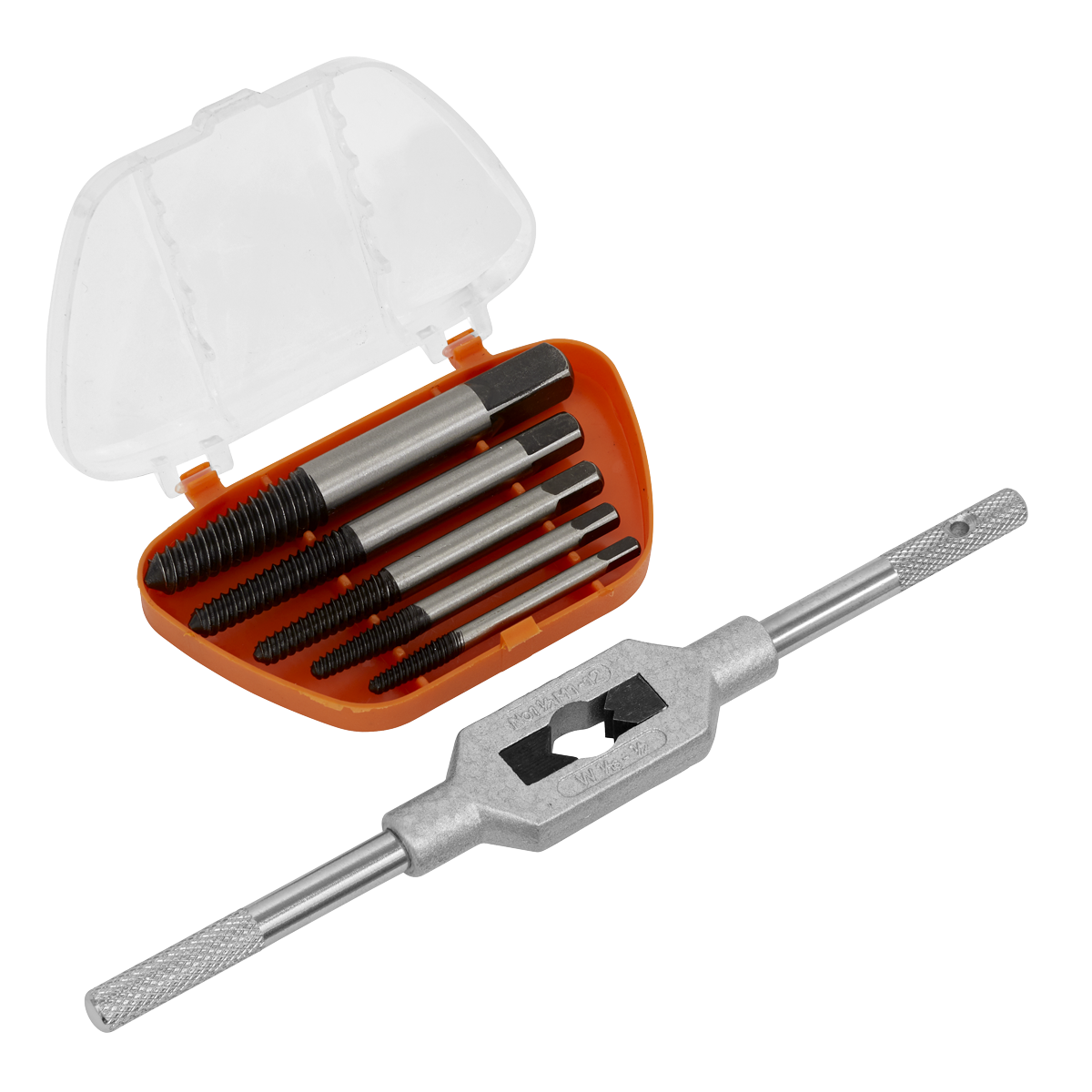 Sealey Helix Type Screw Extractor Set With Tap Wrench 6 Pieces Silver AK721