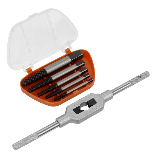 Sealey Helix Type Screw Extractor Set With Tap Wrench 6 Pieces Silver AK721