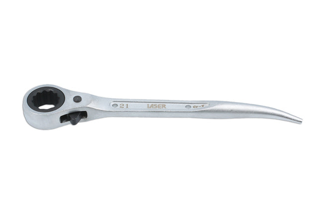 LASER 0192 Ratchet Ring Spanner 21mm Bi-Hex 12-Point Chrome Vanadium Scaffolding