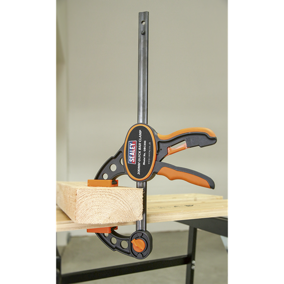 Sealey 2 Pieces 300mm Quick Bar Clamp Spreader Set Heavy Duty TPR Grip QBC3002