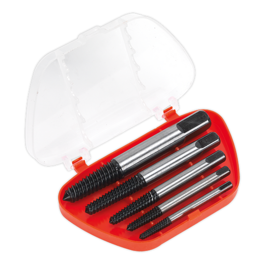 Sealey Screw Extractor Set 5 Pieces Helix Type Chrome Molybdenum Steel AK722