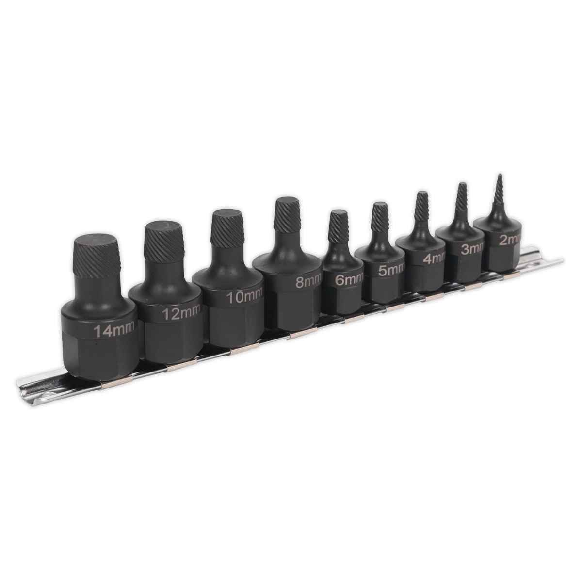 Sealey Stud Extractor Set Left-Hand Tapered Spiral Design 9 Pieces AK7222