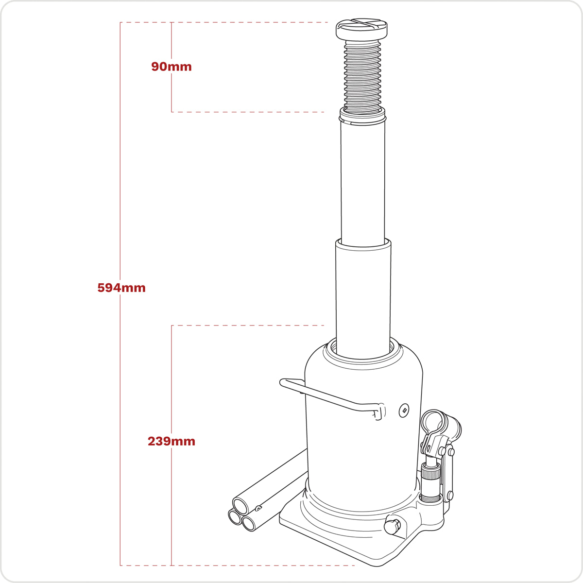 Sealey 12 Tonne Bottle Jack With Telescopic Ram & Safety Overload Valve PTBJ12S
