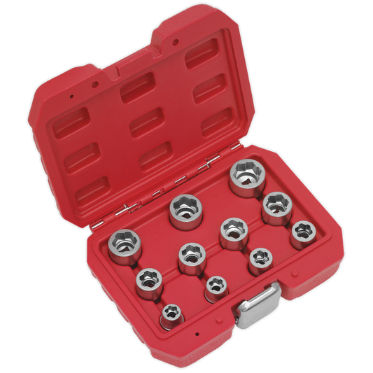 Sealey Bolt Extractor Socket Set 11 Pieces 3/8" Square Drive Metric AK7281