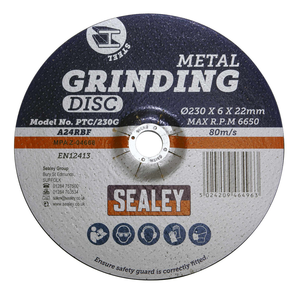 Sealey Grinding Disc from Aluminium Oxide Ø230 x 6mm Ø22mm Bore PTC/230G