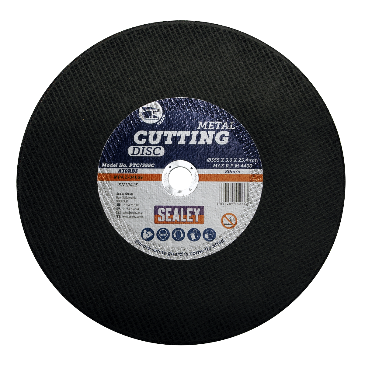 Sealey General-Purpose Flat Cutting Disc Ø355 x 3mm Ø25.4mm Bore PTC/355C