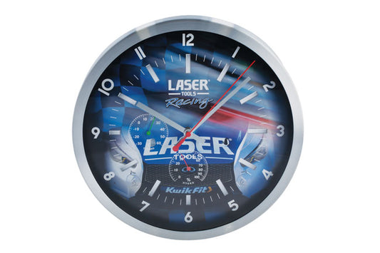LASER 8346 Racing Wall Clock 12" Aluminium Frame Temperature Humidity Display