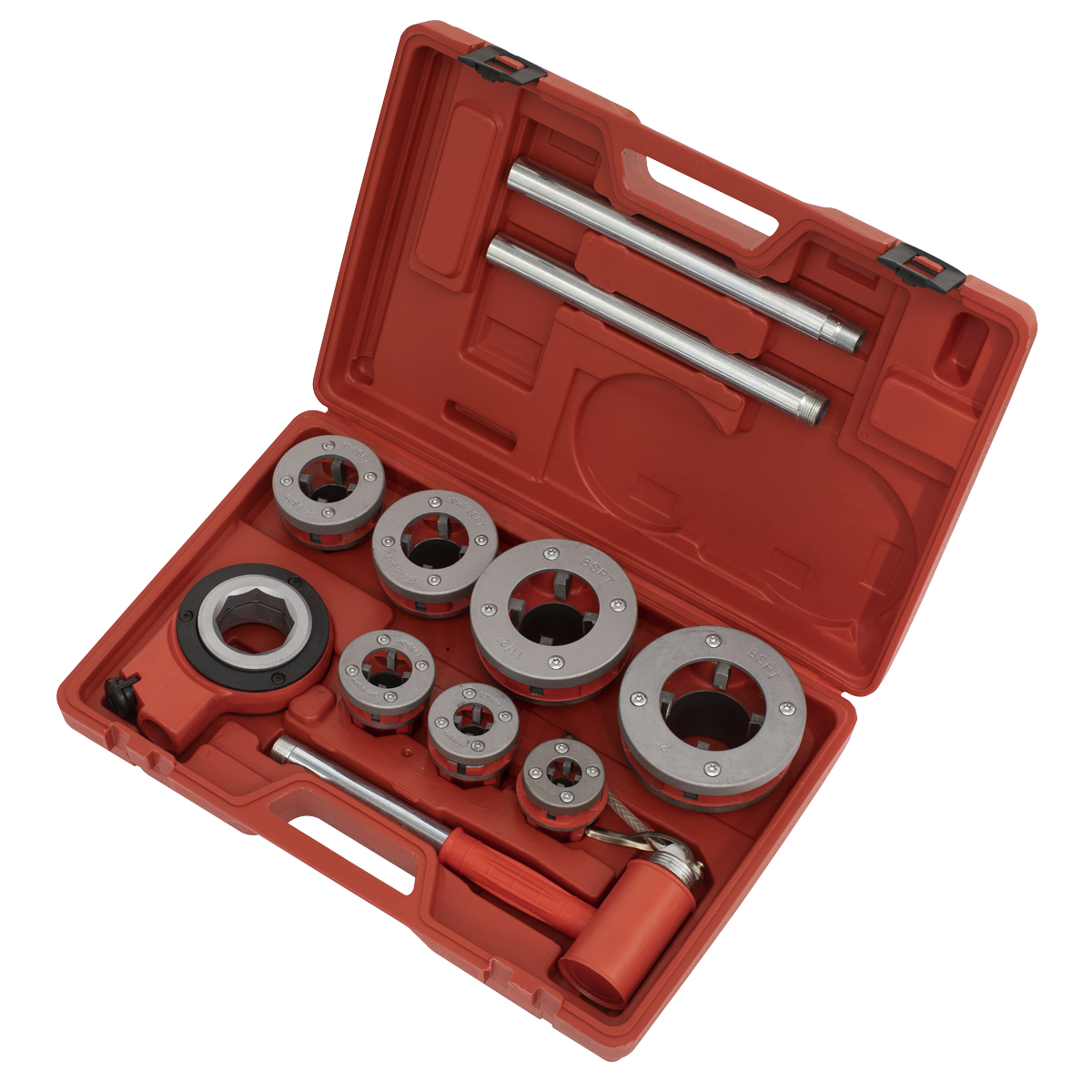 Sealey 3/8"- 2" BSPT Pipe Threading Kit With 4 Tool-Steel Cutting Bits PTK992