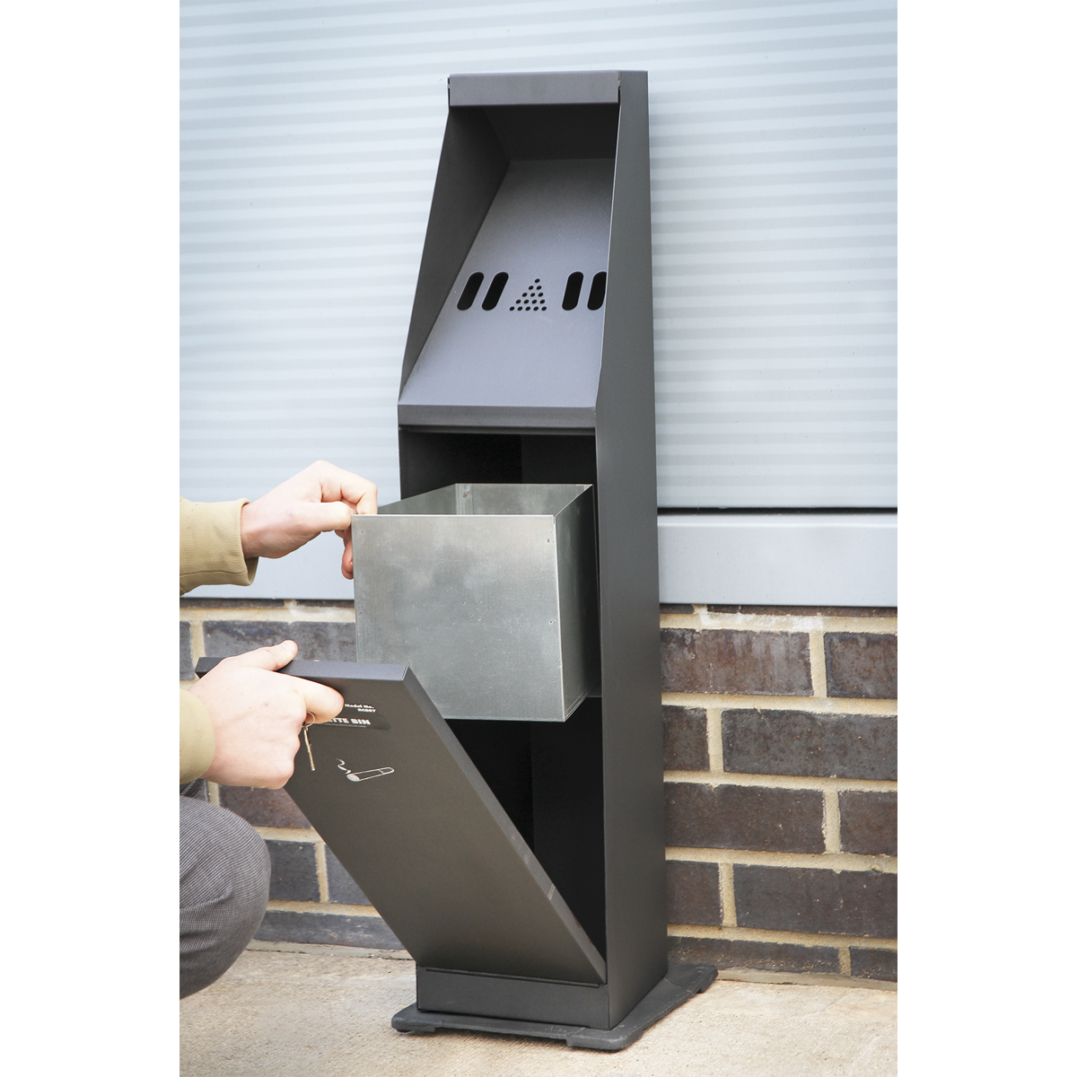 Sealey Cigarette Bin Ashtray Container Metal With Lock For Outdoor Smoking RCB07