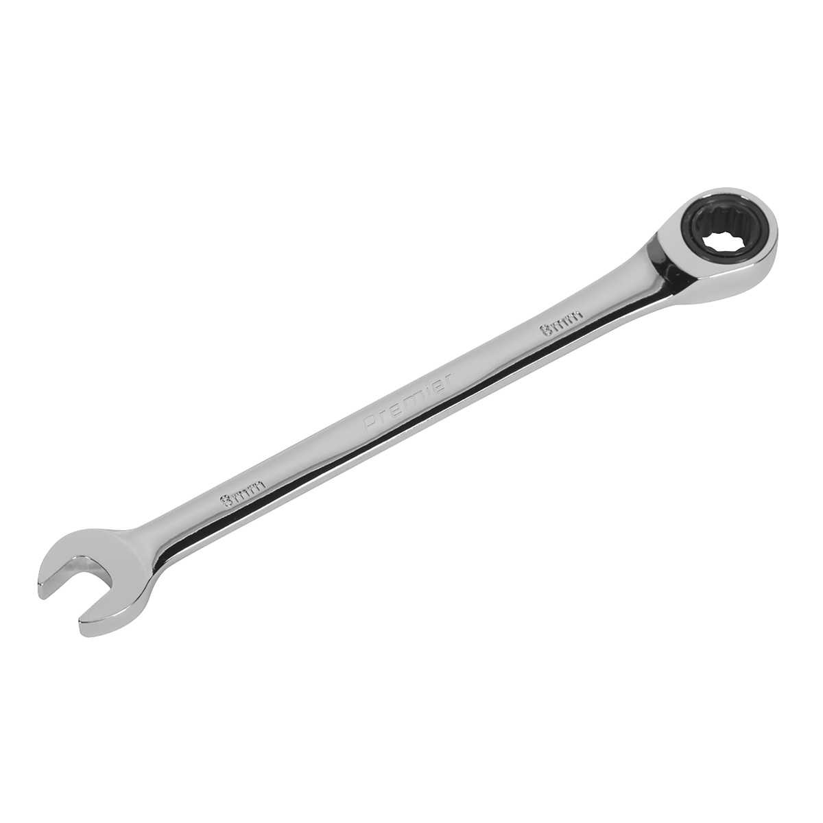 Sealey Ratchet Combination Spanner 72 Teeth Chrome Vanadium Steel 8mm RCW08