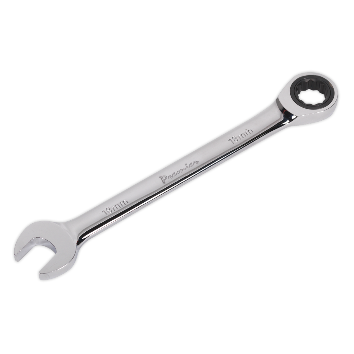 Sealey Ratchet Combination Spanner 72 Teeth Chrome Vanadium Steel 18mm RCW18