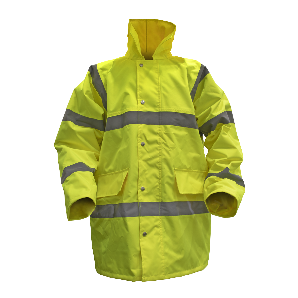 Sealey Hi-Vis Yellow Motorway Safety Jacket Waterproof Quilted Lining Large 806L