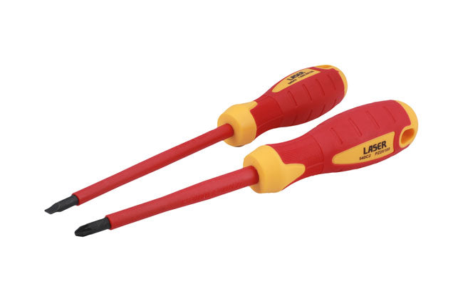 LASER 8388 2Pcs Screwdriver VDE Insulated Set CRV Steel Slot PoziDrive PZ2