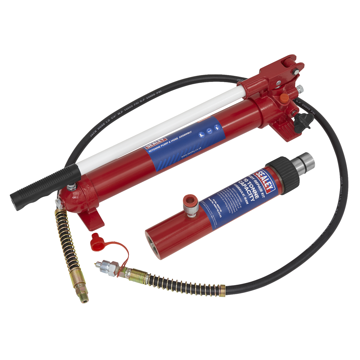 Sealey Push Ram With Pump And Hose Assembly 10 Tonne Garage RE97.10-COMBO