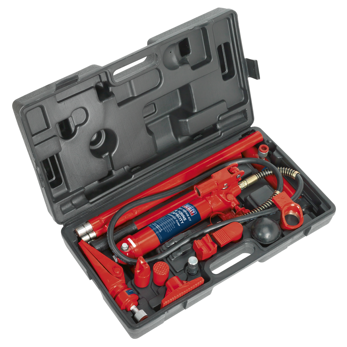 Sealey Hydraulic Body Repair Kit 4 Tonne Snap Type Pump Hose Ram Case RE97/4
