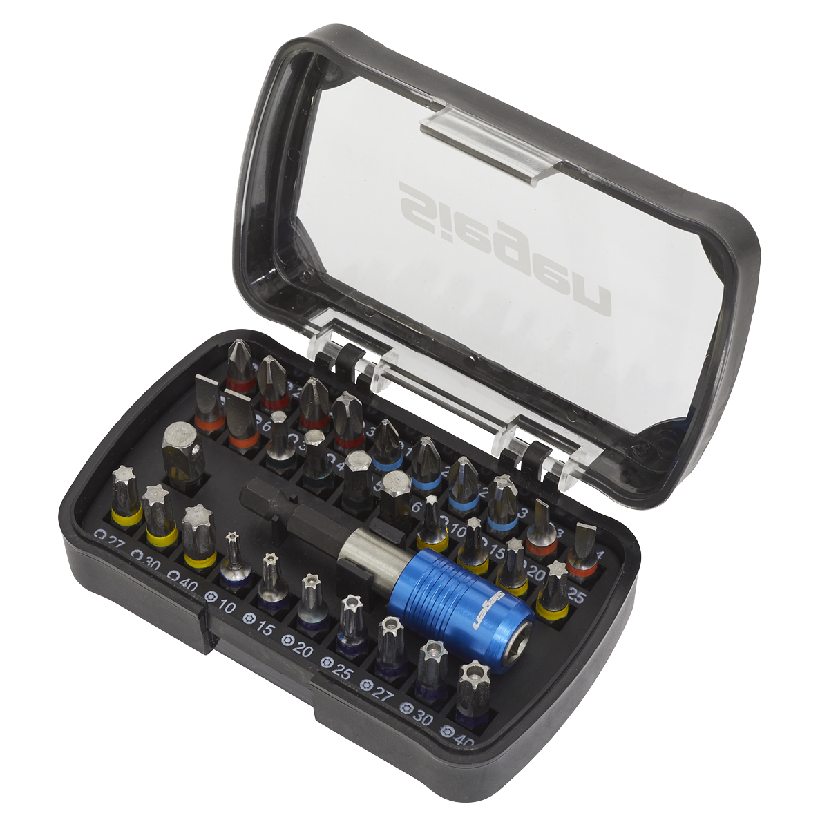 Sealey 32 Pieces Power Tool Bit Set From S2 Steel With Box Colour-Coded S01035